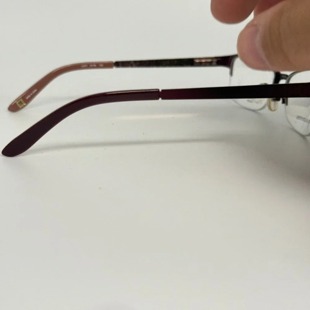 Liz Claiborne L377 0Y76 Burgundy Stainless Steel Semi Rimless Eyeglass 51-16-130
